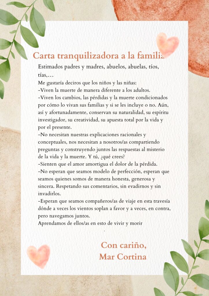 Carta tranquilizadora a la familia